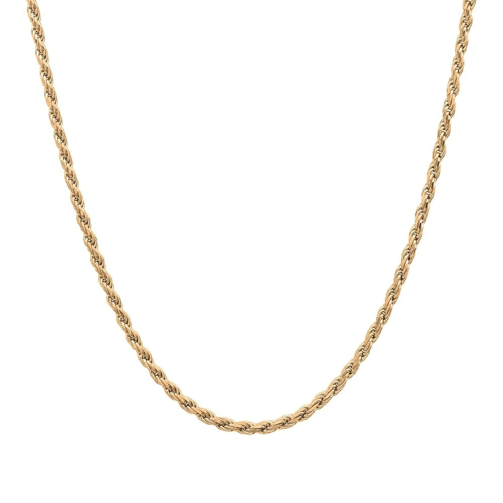 18K Gold Over Sterling Silver 925 Rope Chain Necklace