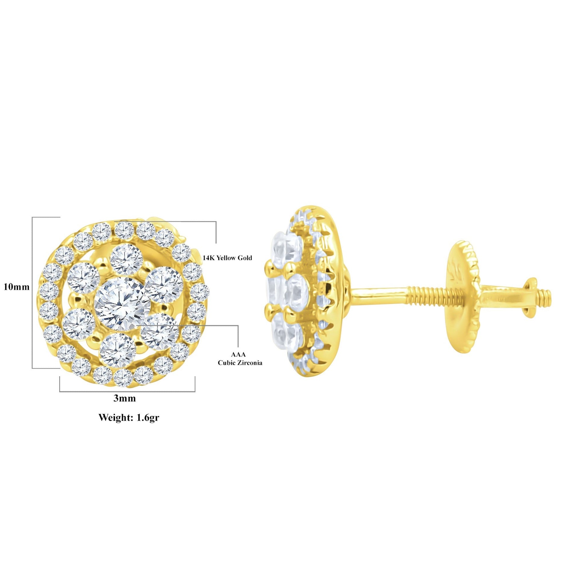 Sterling Silver CZ Star Stud Earrings Lightweight Dainty
