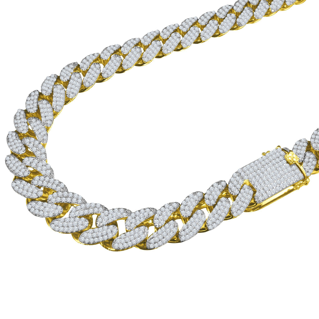 18mm Gold CZ Cuban Chain Iced Out Thick Pave Necklace