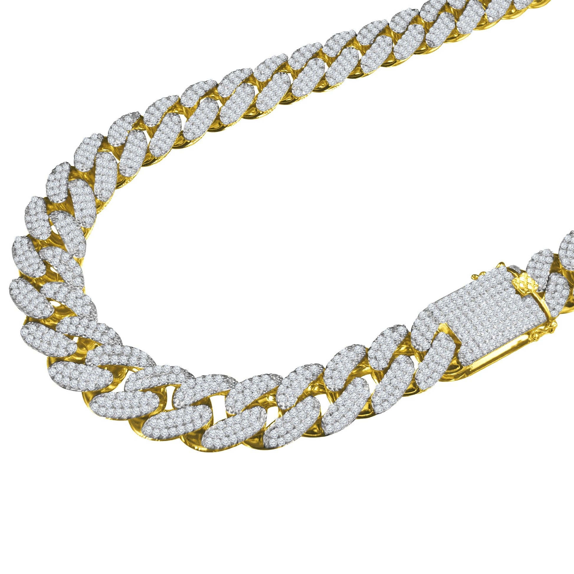 18mm Gold CZ Cuban Chain Iced Out Thick Pave Necklace