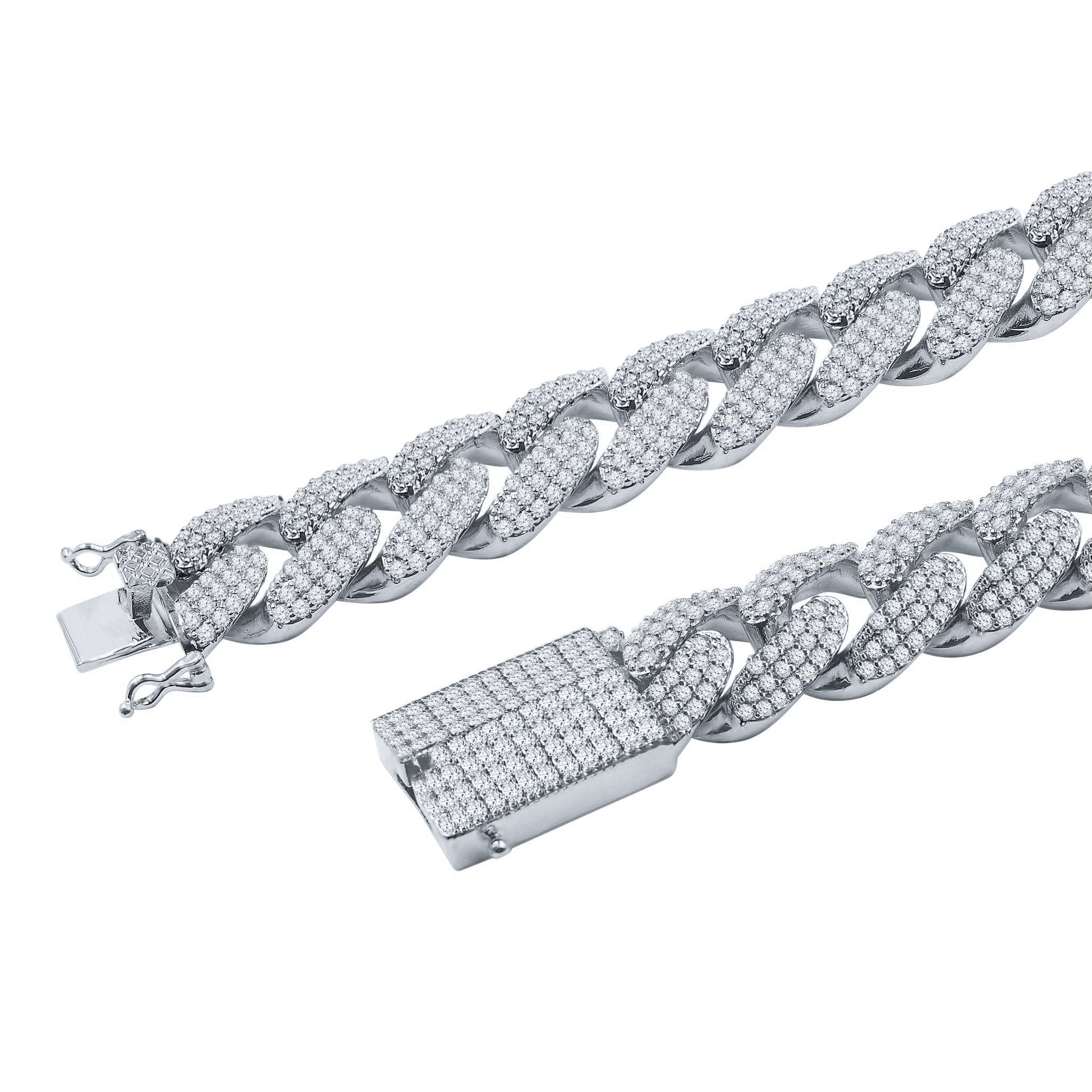 18mm Iced Out Cuban Chain Heavyweight Necklace Pave Stones