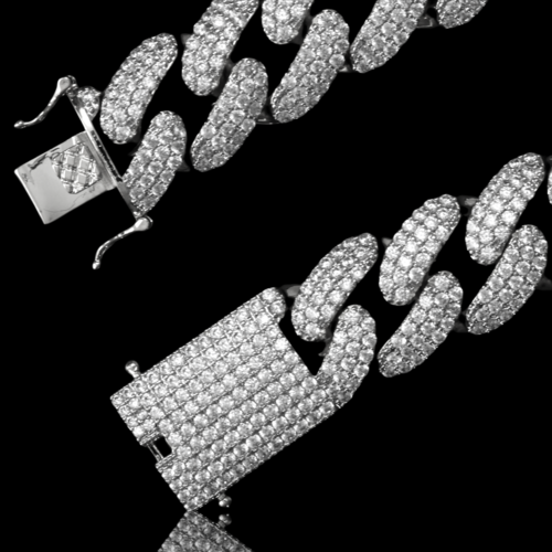 18mm Iced Out Cuban Chain Heavyweight Necklace Pave Stones