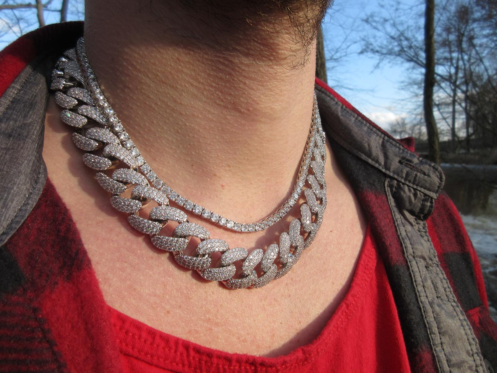 18mm Iced Out Cuban Chain Heavyweight Necklace Pave Stones