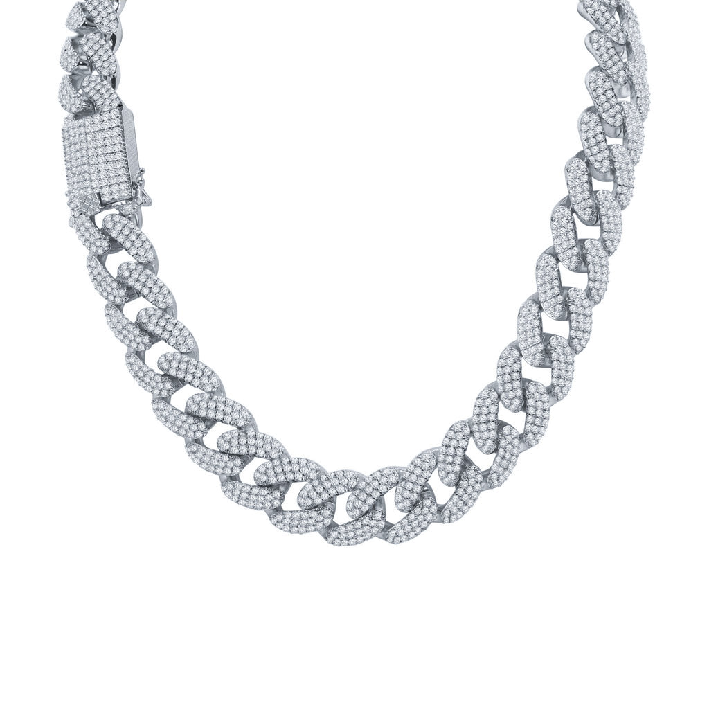 18mm Iced Out Cuban Chain Heavyweight Necklace Pave Stones