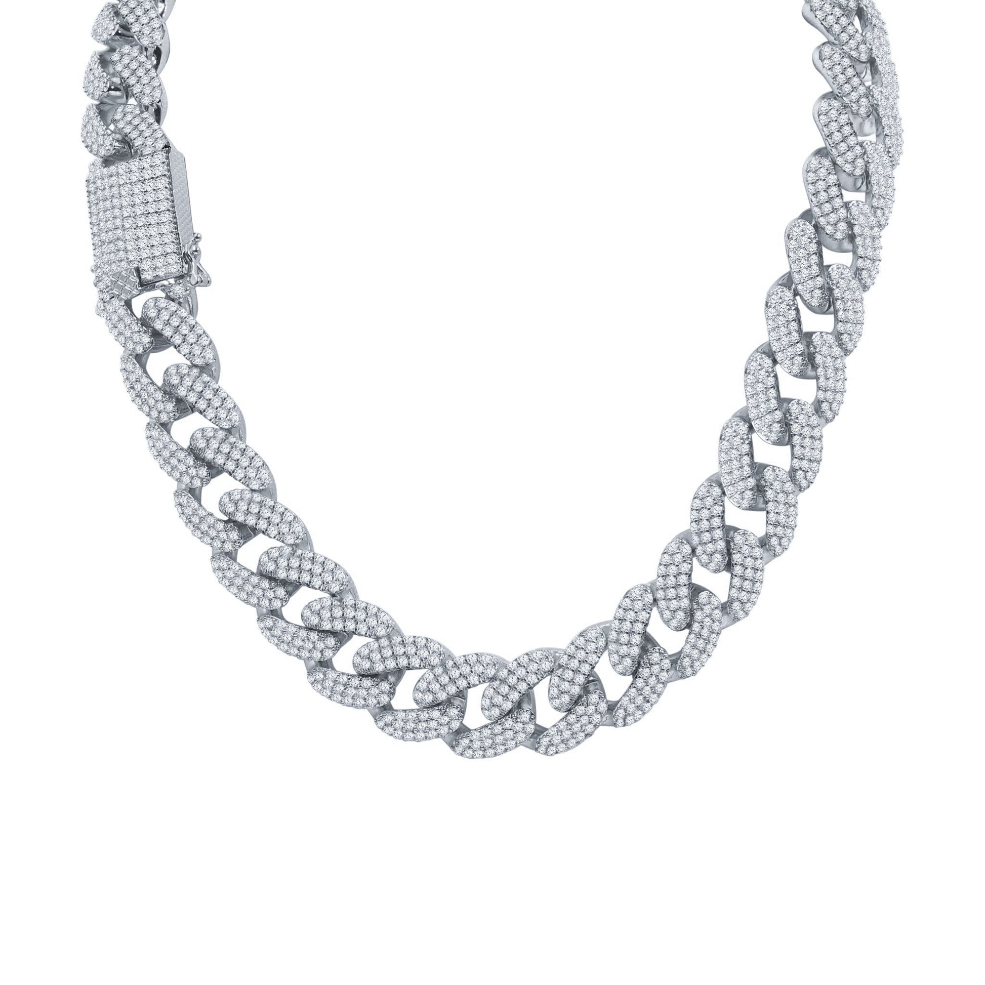 18mm Iced Out Cuban Chain Heavyweight Necklace Pave Stones