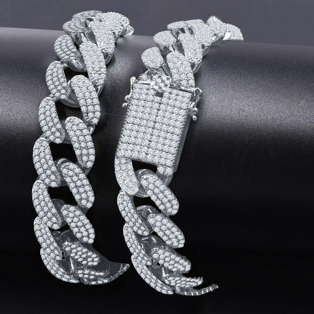 18mm Iced Out Cuban Chain Heavyweight Necklace Pave Stones