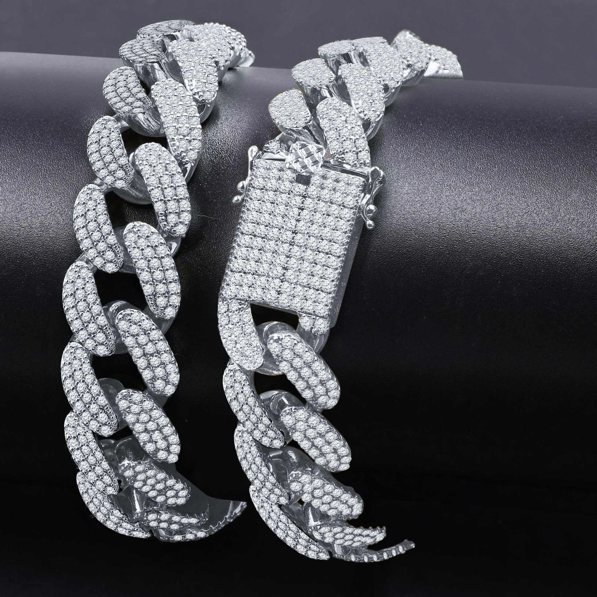 18mm Iced Out Cuban Chain Heavyweight Necklace Pave Stones