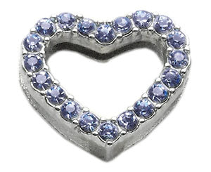 3/4" Slider Heart Charm Blue
