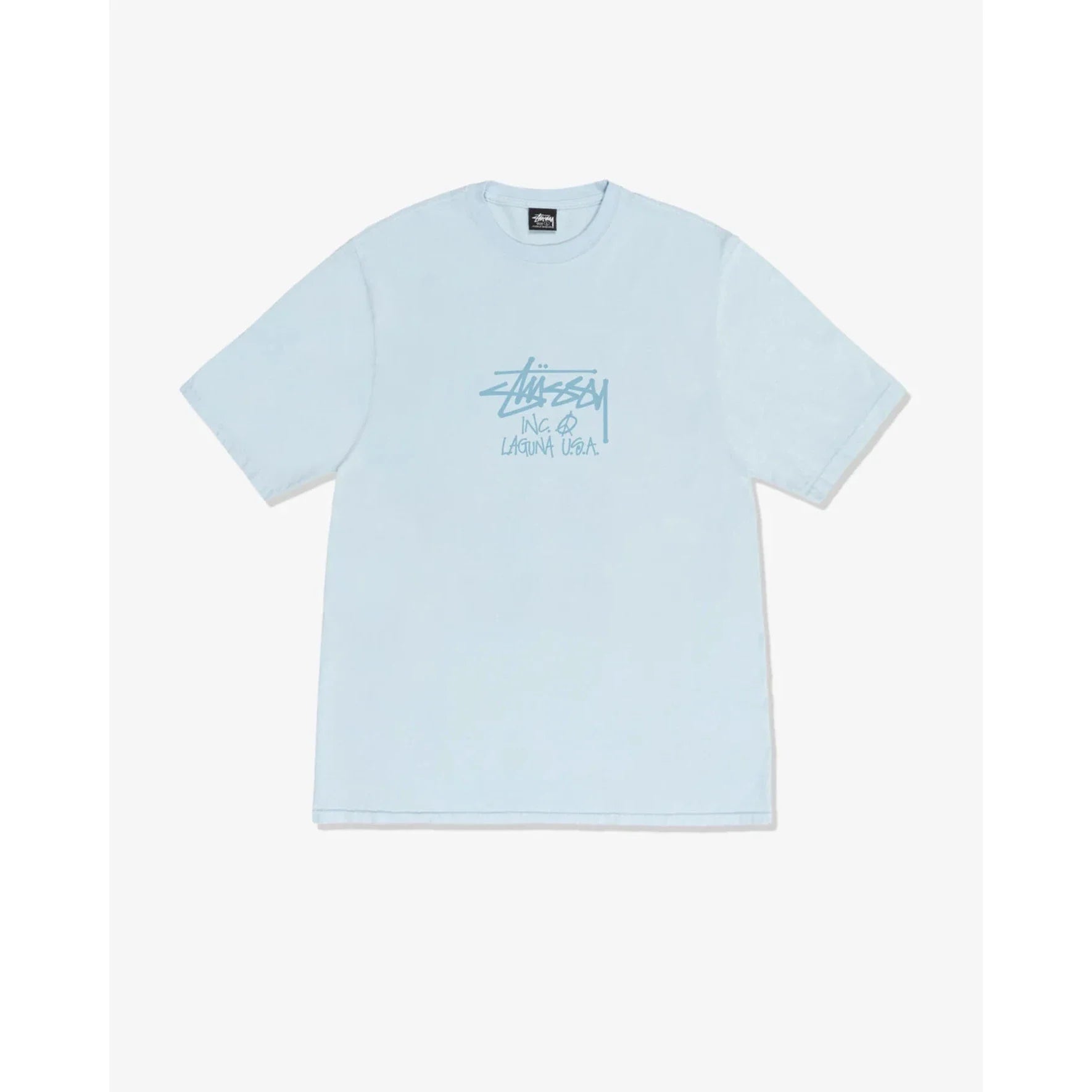 Stüssy Men's Laguna USA PIG. Dyed T-Shirt Sky Blue