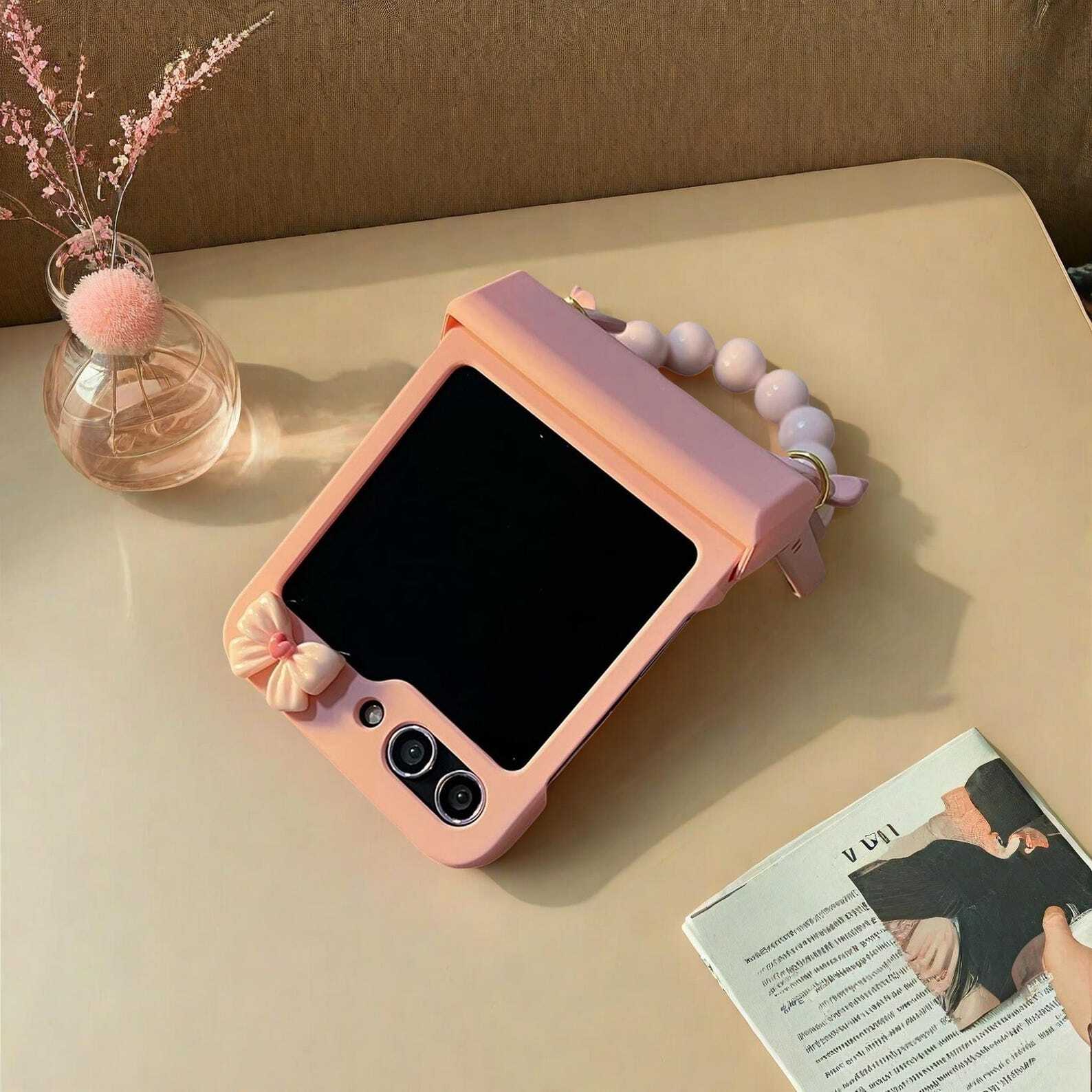 Cute Bow Bracelet Chain Case for Samsung Galaxy Z Flip 6 5 4 3 - Hinge Protection & Stylish Cover, Fits Z Flip 5 Flip 6