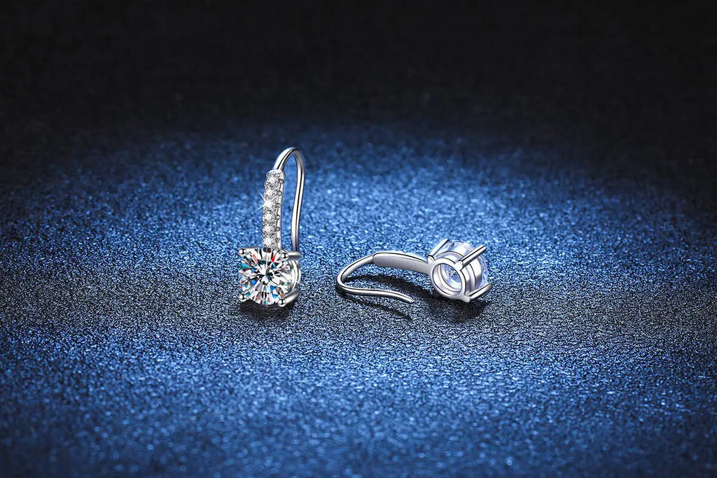 1ct D Color Moissanite 925 Sterling Silver Drop Earrings for Women Wedding
