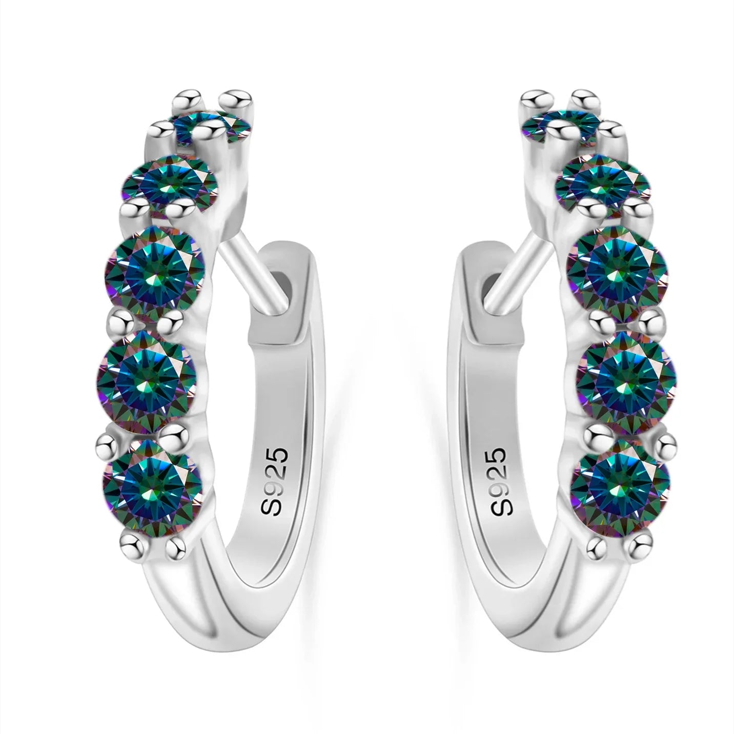1ct D Color 3mm Moissanite Hoop Charm Earrings 925 Sterling Silver Women