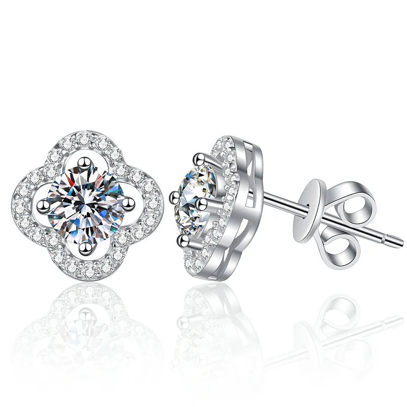 1ct Moissanite Stud Earrings For Women 925 Sterling Silver Wedding Gift