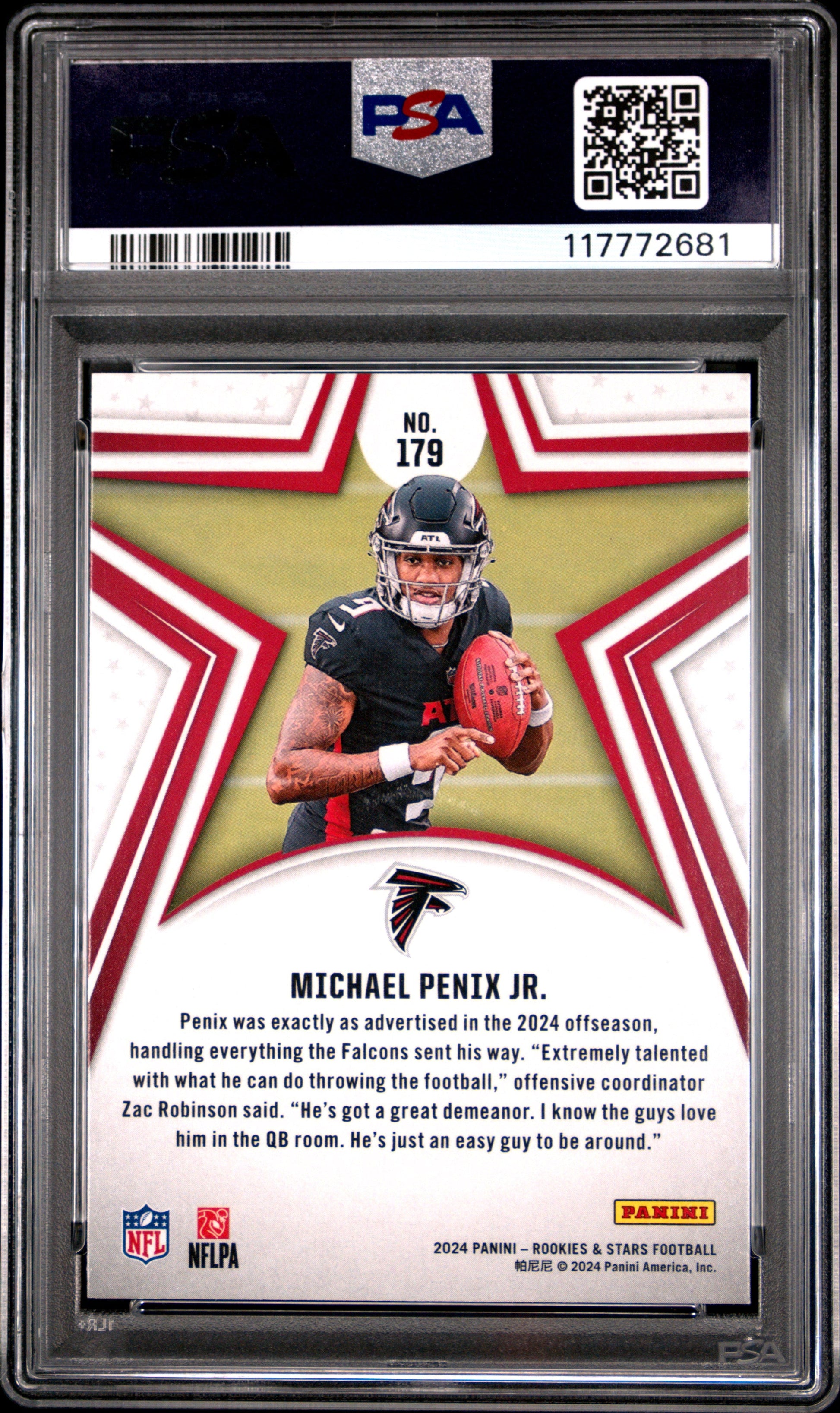 Graded 2024 Panini Rookies & Stars Michael Penix Jr #179 Red Rookie RC Football Card PSA 10 Gem Mint