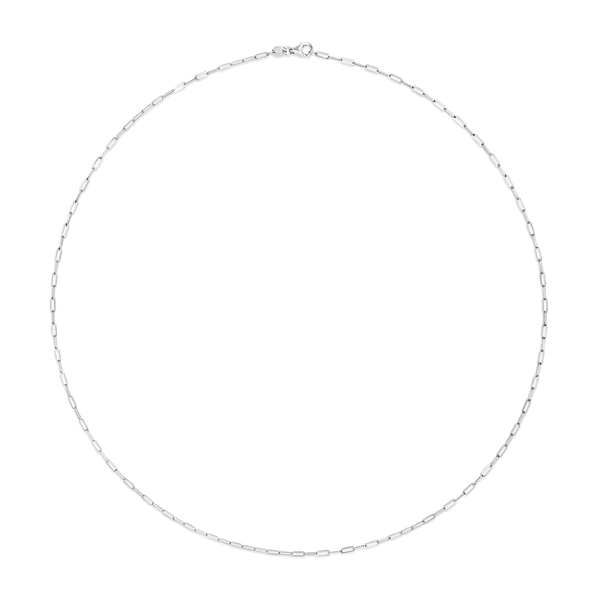 Unisex Solid 14K Gold 1.5mm Paperclip Chain Necklace - Choice of Length and Metal Color