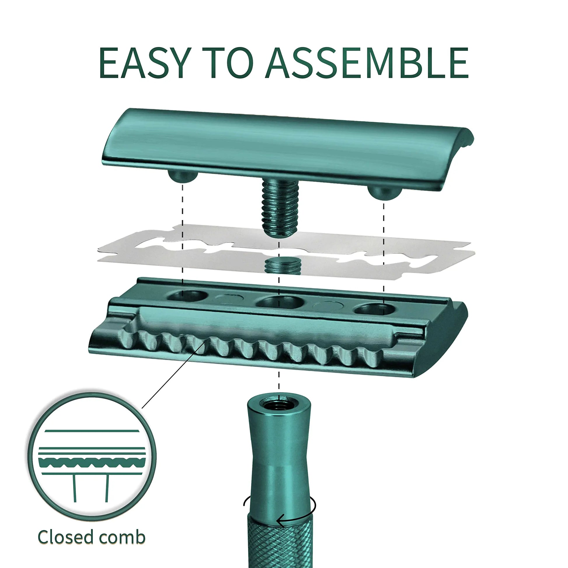 Bambaw Men Safety Razor with 5 Double Edge Safety Razor Blades, Single Blade Razor for Men & Women, Plastic Free Metal Razor – Sea Green 1 Count (Pack of 1) Sea Green Razor