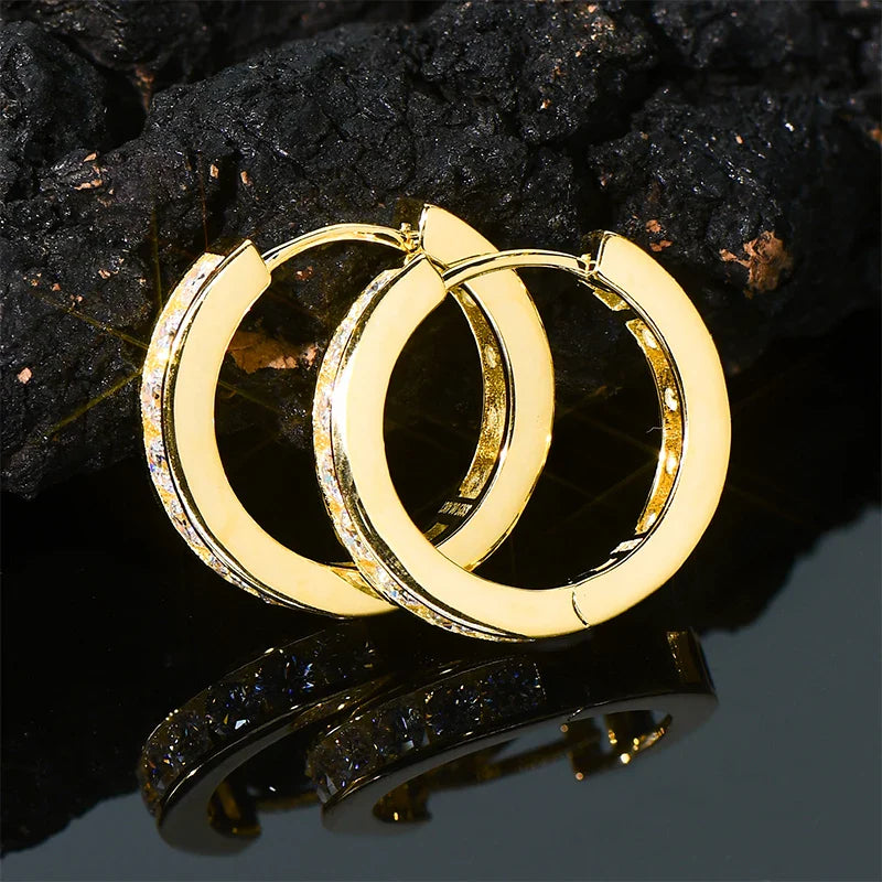 2.5mm Moissanite Hoop Huggie Earrings 925 Sterling Silver Unisex Certified Pair