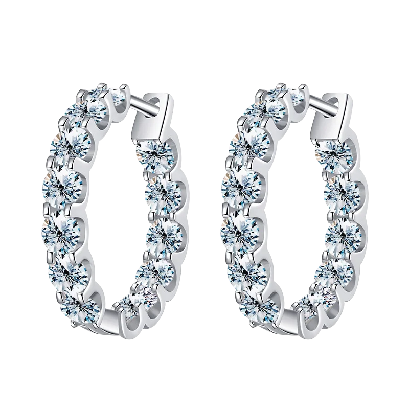2.6ct D Moissanite Hoop Earrings Wedding 925 Sterling Silver White Gold Plated