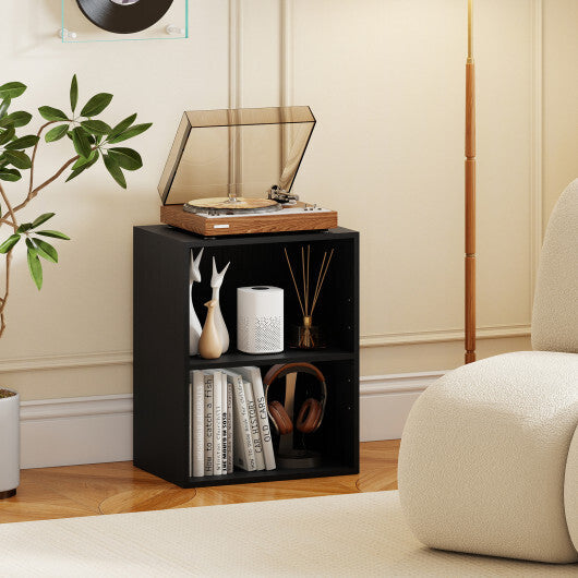 2-Cube Bookcase Set of 2 Floor Standing Open Bookshelf w/ 5-Position Adjustable Shelf-Brown