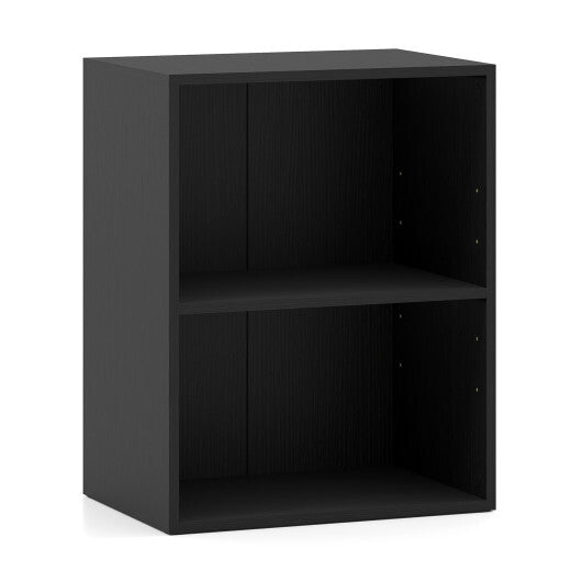 2-Cube Bookcase Set of 2 Floor Standing Open Bookshelf w/ 5-Position Adjustable Shelf-Brown