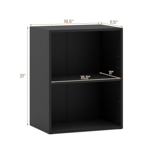 2-Cube Bookcase Set of 2 Floor Standing Open Bookshelf w/ 5-Position Adjustable Shelf-Brown