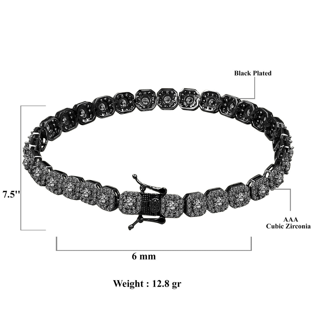 6MM Square Sterling Silver Tennis Bracelet For Women
