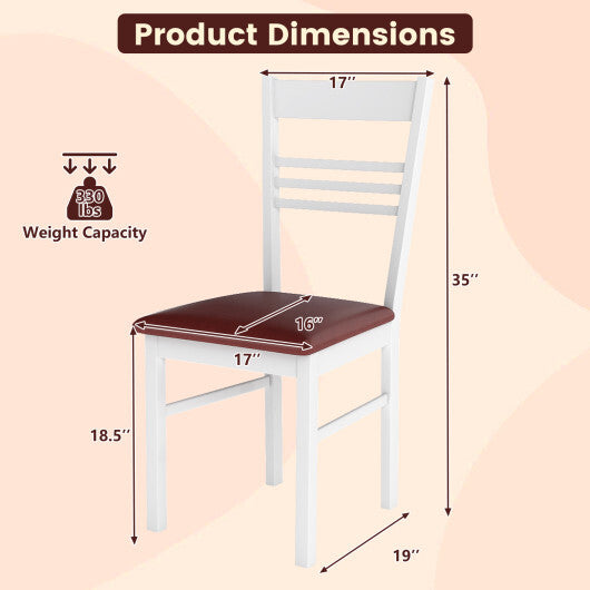 Wood Dining Chairs Set of 4 with Rubber Wood Frame-Walnut