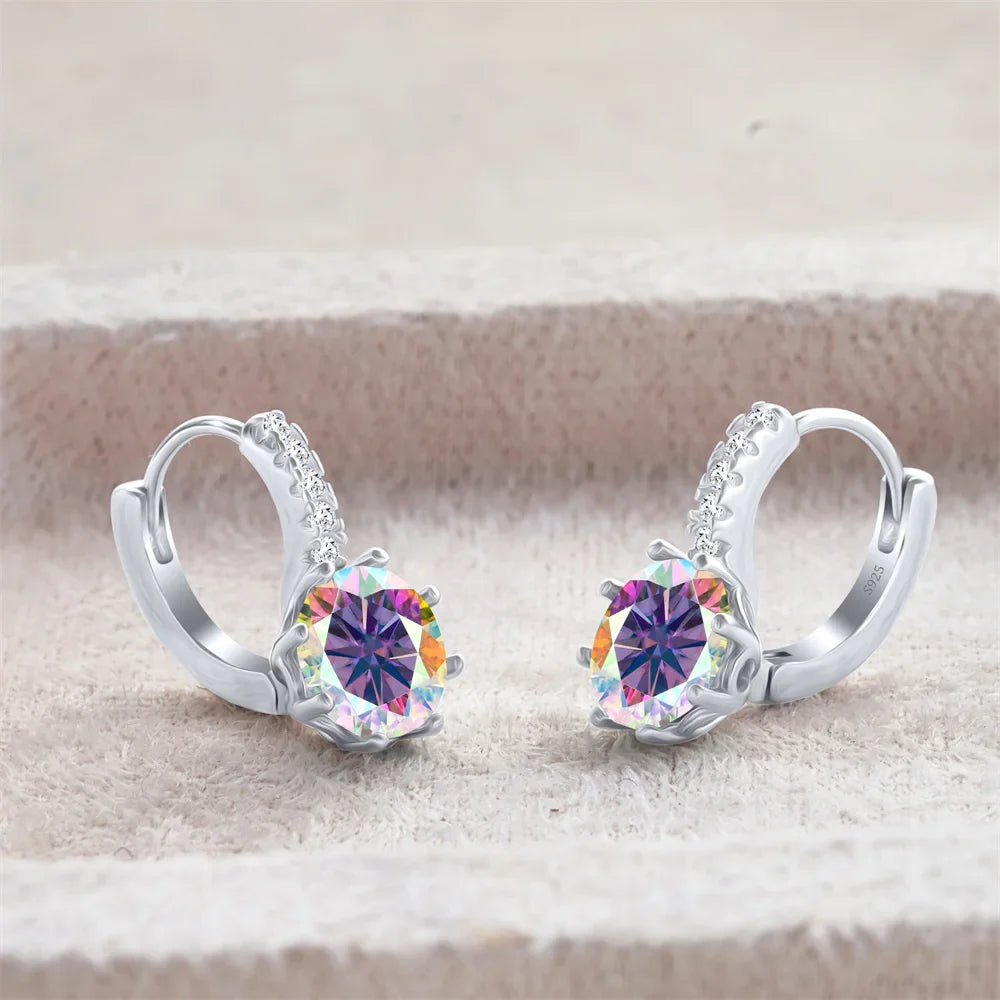 2 Carat Moissanite Drop Earrings Sterling Silver Solitaire Studs For Women