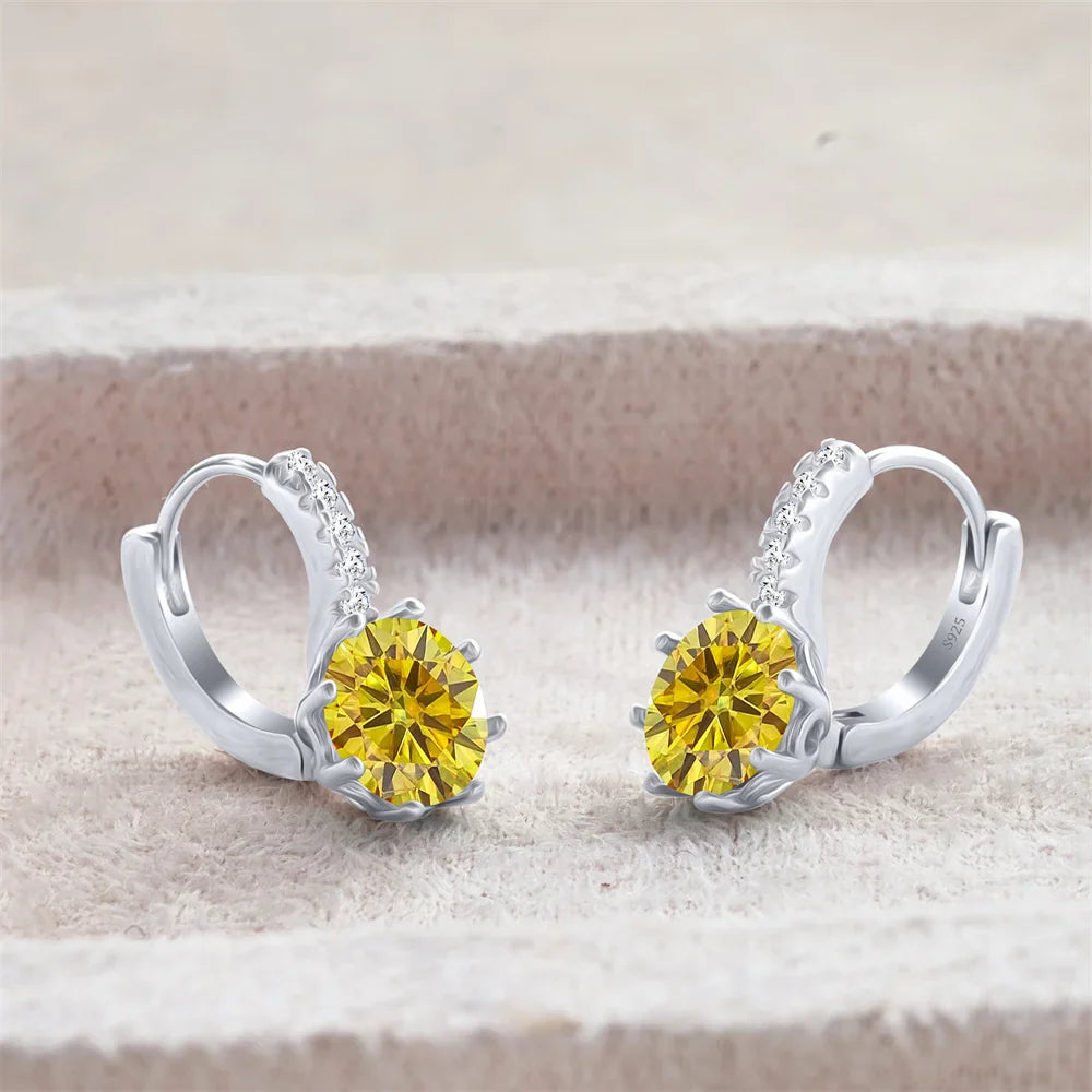2 Carat Moissanite Drop Earrings Sterling Silver Solitaire Studs For Women