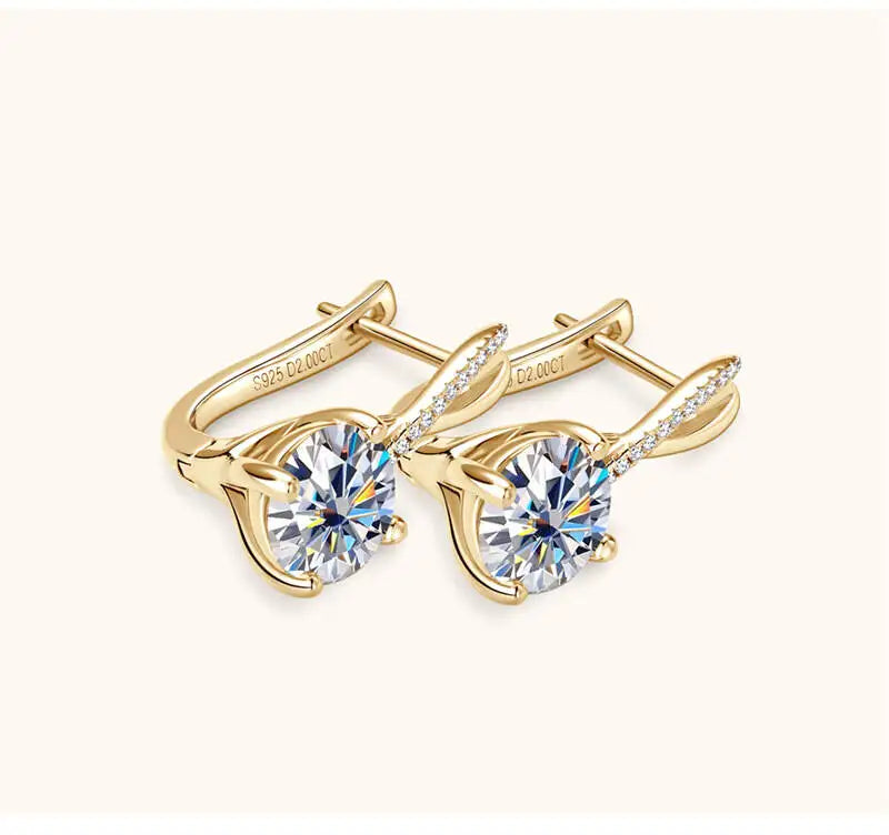 2 Ct Moissanite Clip-On Earrings 925 Sterling Silver Interlaced Studs Gift