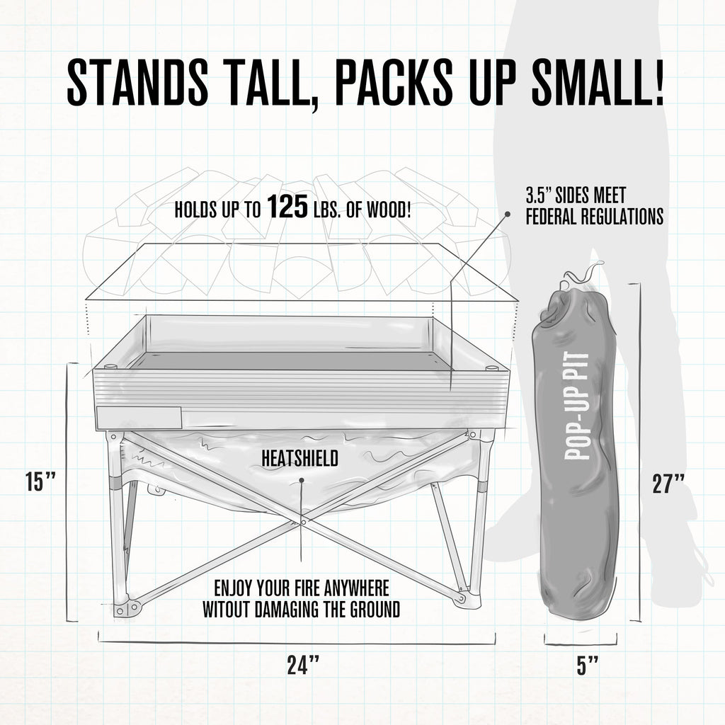 Pop-Up Fire Pit + Heat Shield (Bonus Pack)