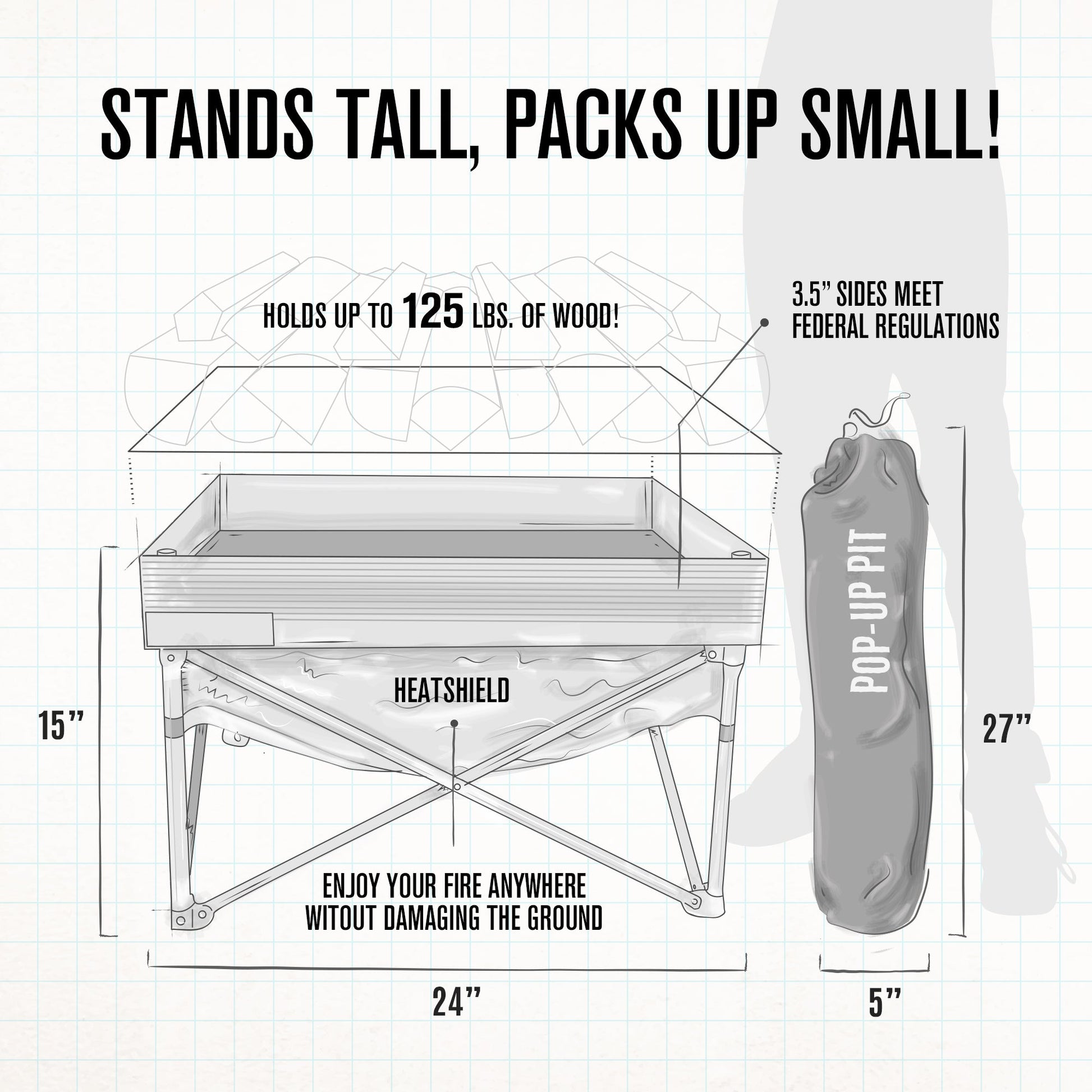 Pop-Up Fire Pit + Heat Shield (Bonus Pack)