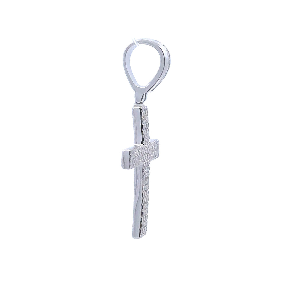 2.24 CTW Moissanite CZ Rhodium Sterling Cross Pendant