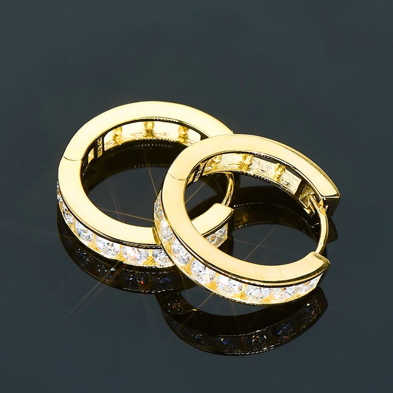 2.5mm Moissanite Hoop Huggie Earrings 925 Sterling Silver Unisex Certified Pair