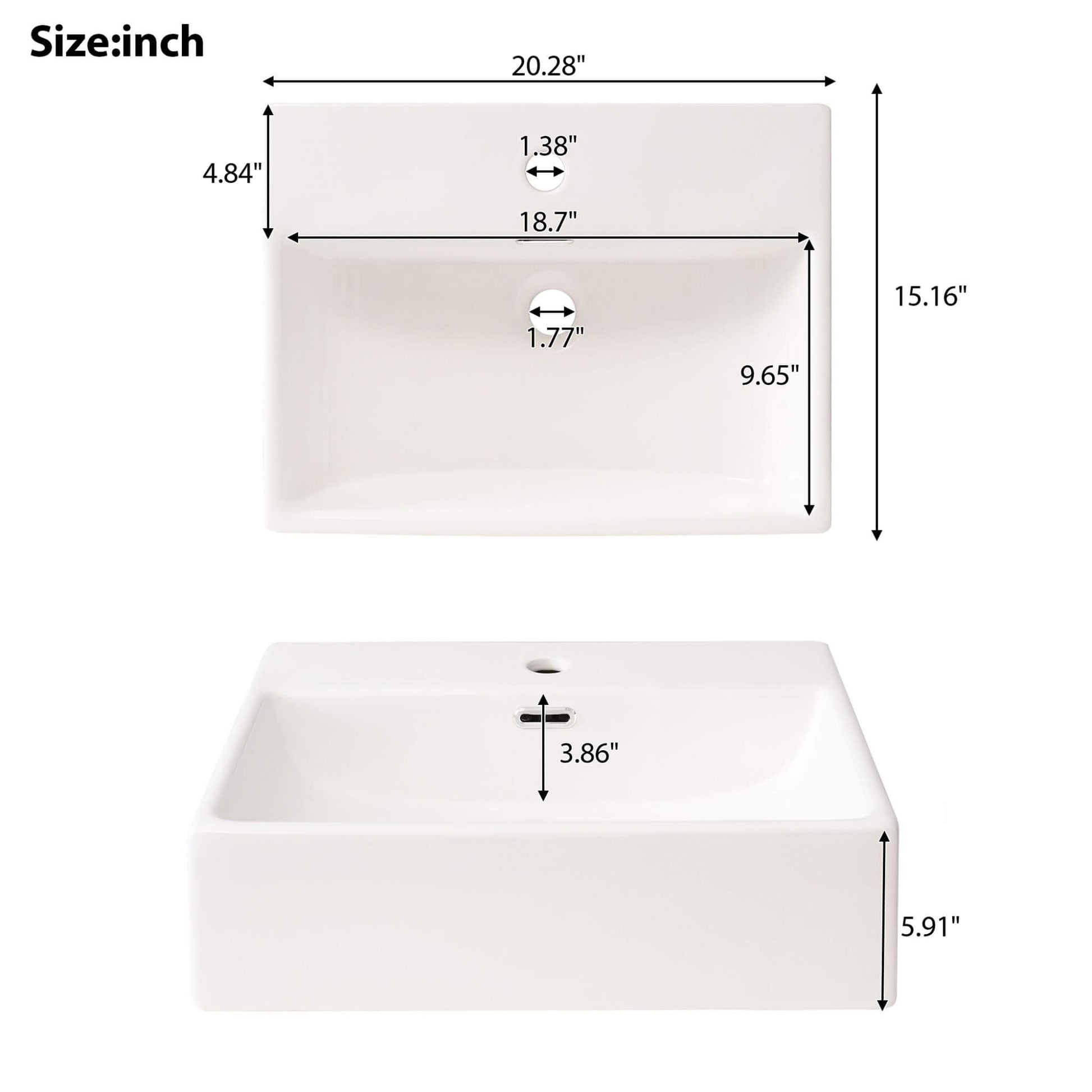 Nuvia 20-Inch Modern Bathroom Vanity With Ceramic Sink And Storage Cabinet (SAK83047)