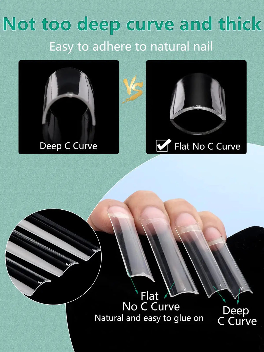 200PCS 3XL Extra Long Square Flat Nail Tips - Half Cover Straight Tapered Square Nail Tips