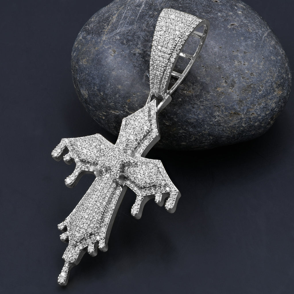 2.61 CTW Moissanite Rhodium 925 Iced Out Cross Pendant
