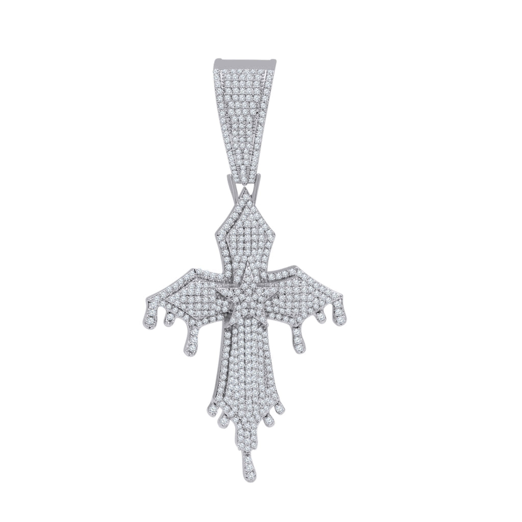 2.61 CTW Moissanite Rhodium 925 Iced Out Cross Pendant