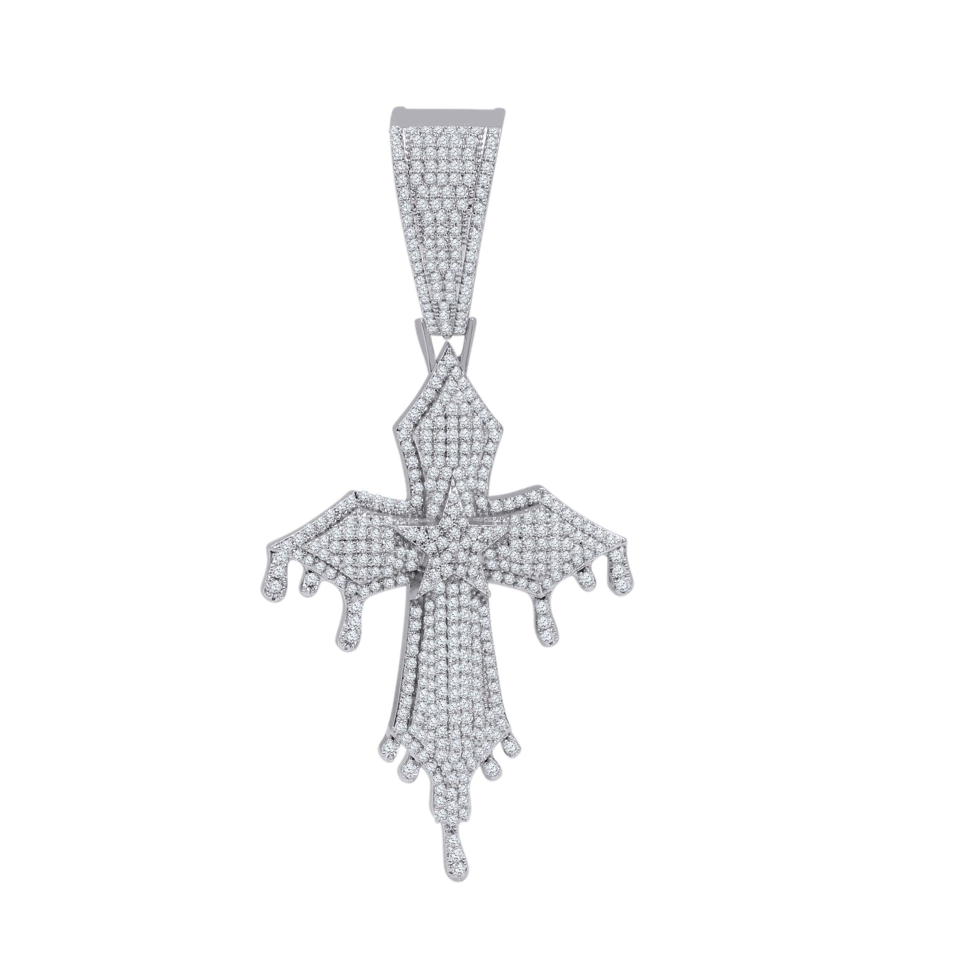 2.61 CTW Moissanite Rhodium 925 Iced Out Cross Pendant