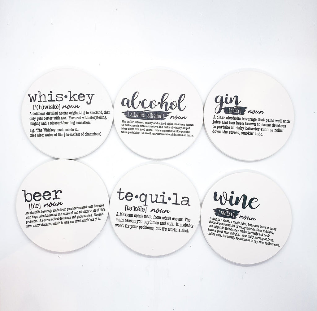 Funny Drink Definition Coasters Set Dictionary Quote Coasters For Bar And Countertop Decor