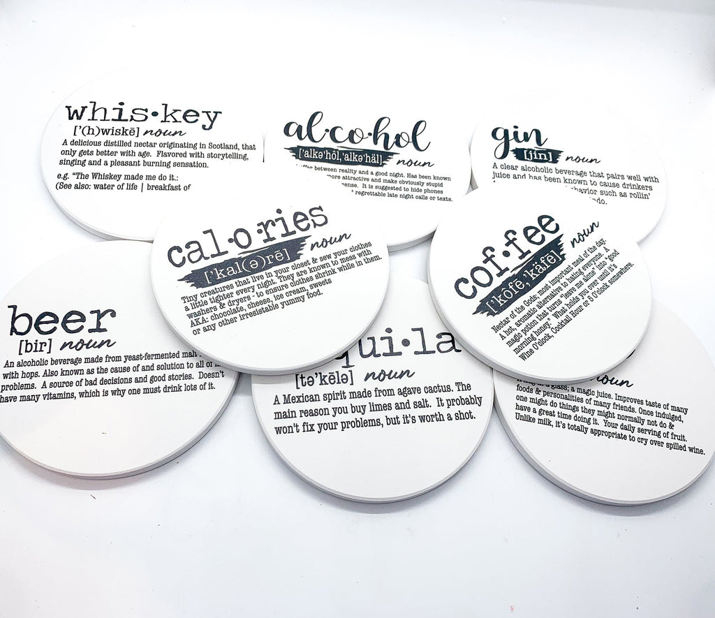 Funny Drink Definition Coasters Set Dictionary Quote Coasters For Bar And Countertop Decor