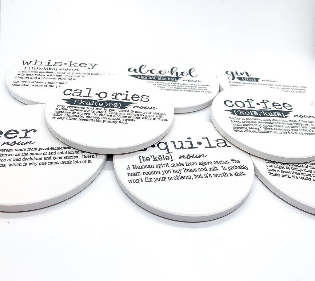 Funny Drink Definition Coasters Set Dictionary Quote Coasters For Bar And Countertop Decor