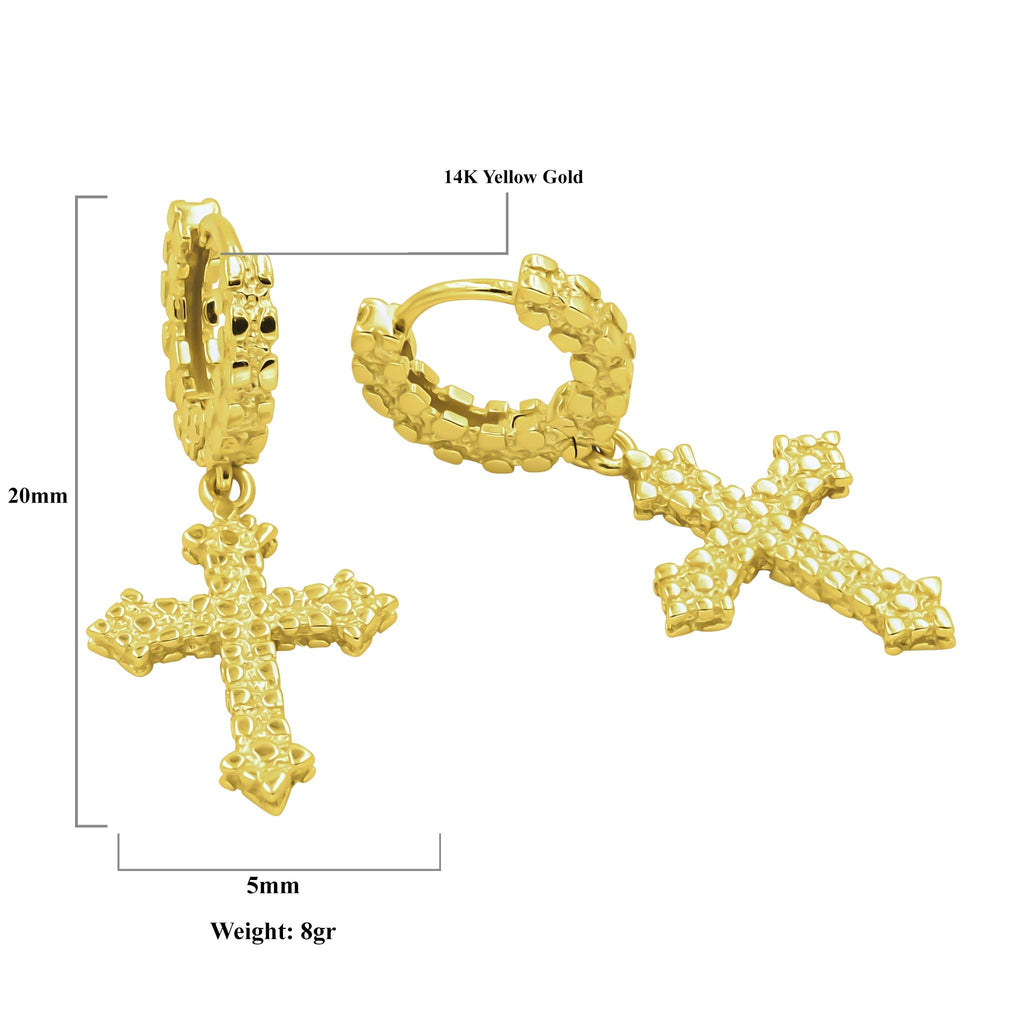 Sterling Silver CZ Cross Huggie Hoop Earrings Lightweight