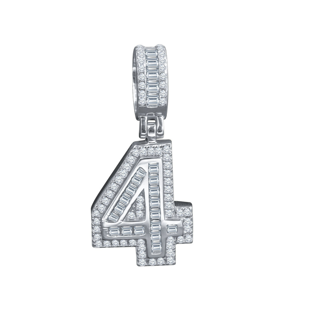 Sterling Silver Number Pendant With Baguette CZ Chain
