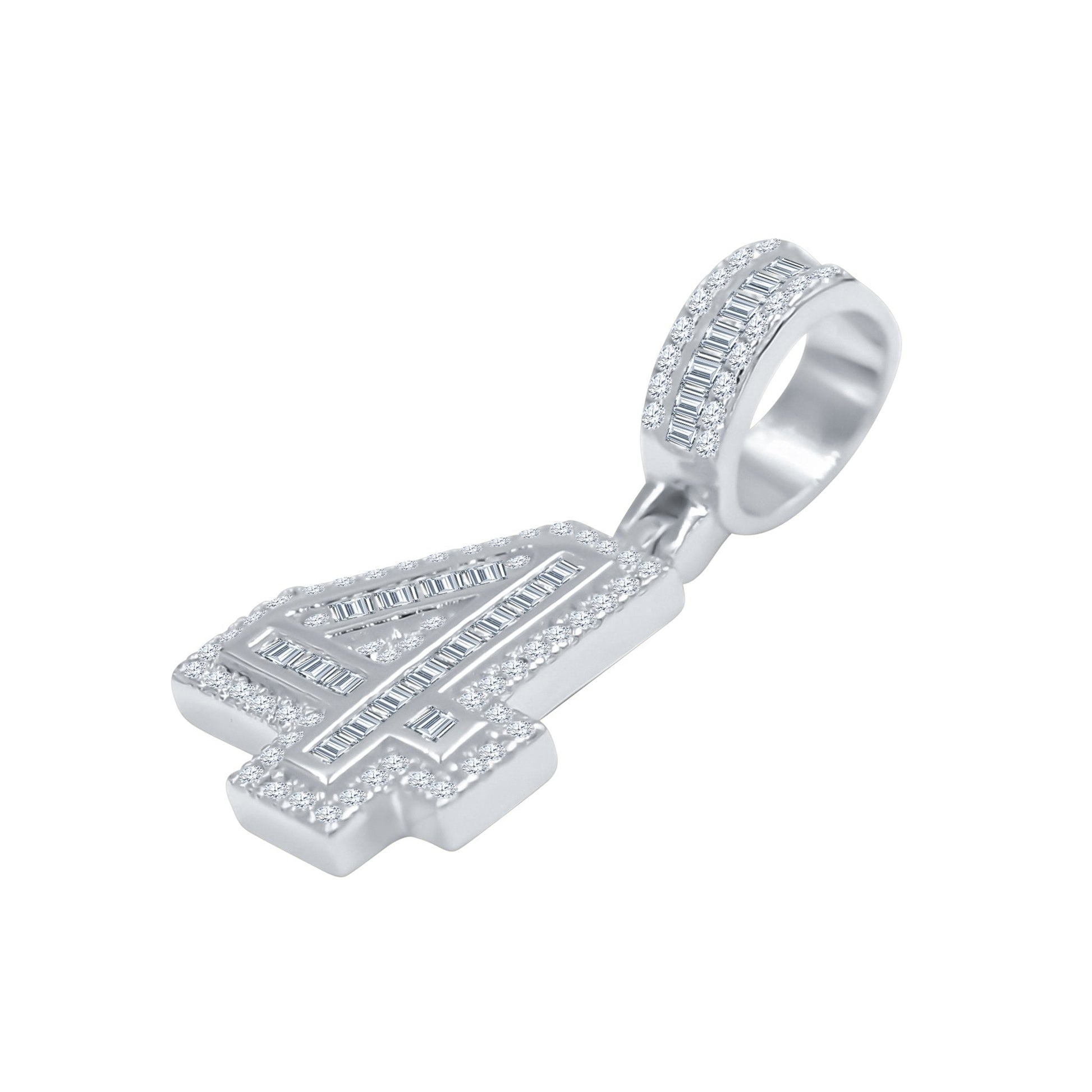 Sterling Silver Number Pendant With Baguette CZ Chain
