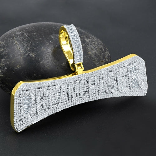 Hip Hop Iced Out Crystal Pendant Pave Baguette Charm