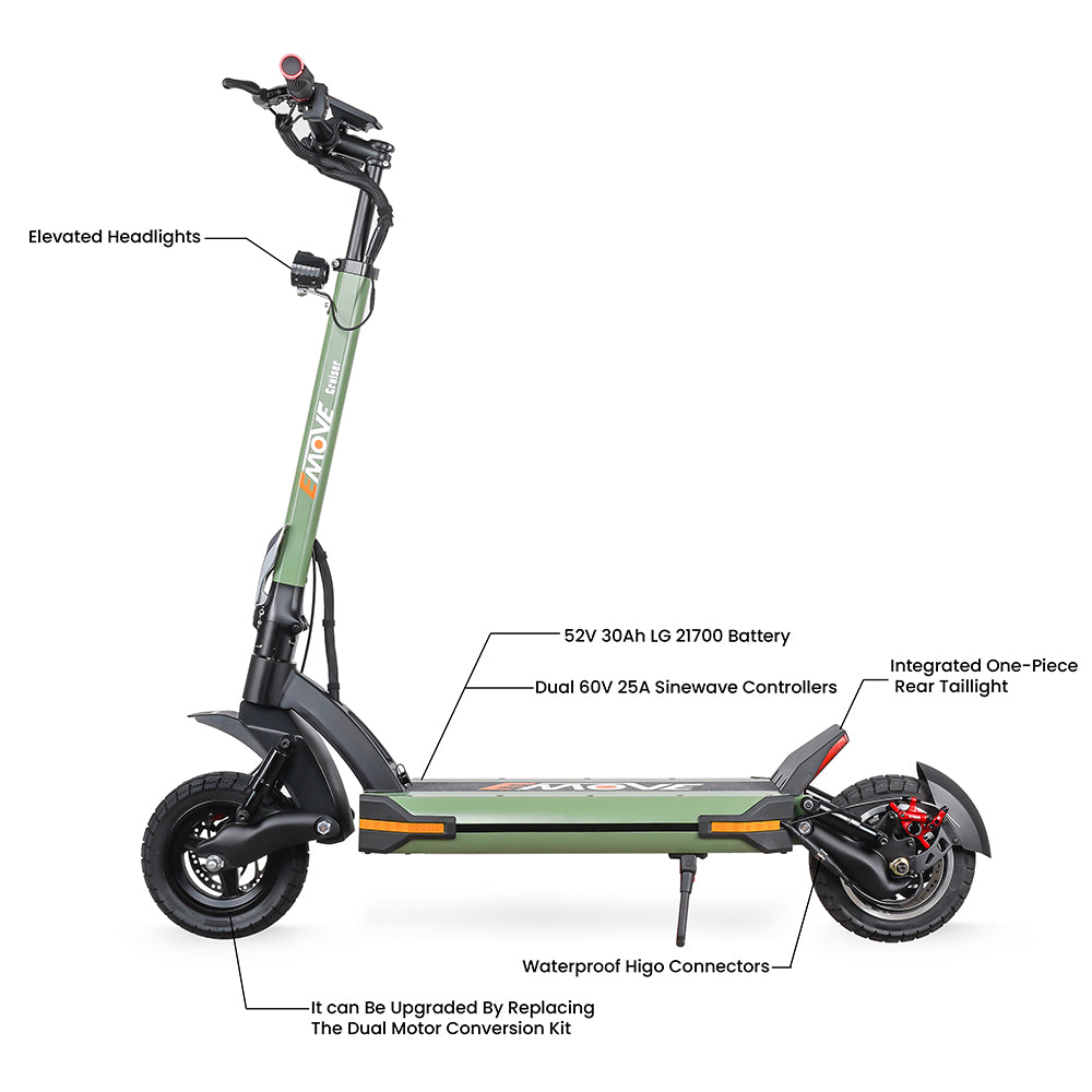 EMOVE Cruiser V2 – 52V and 60V Quad Suspension 62-Mile Long-Range Electric Scooter