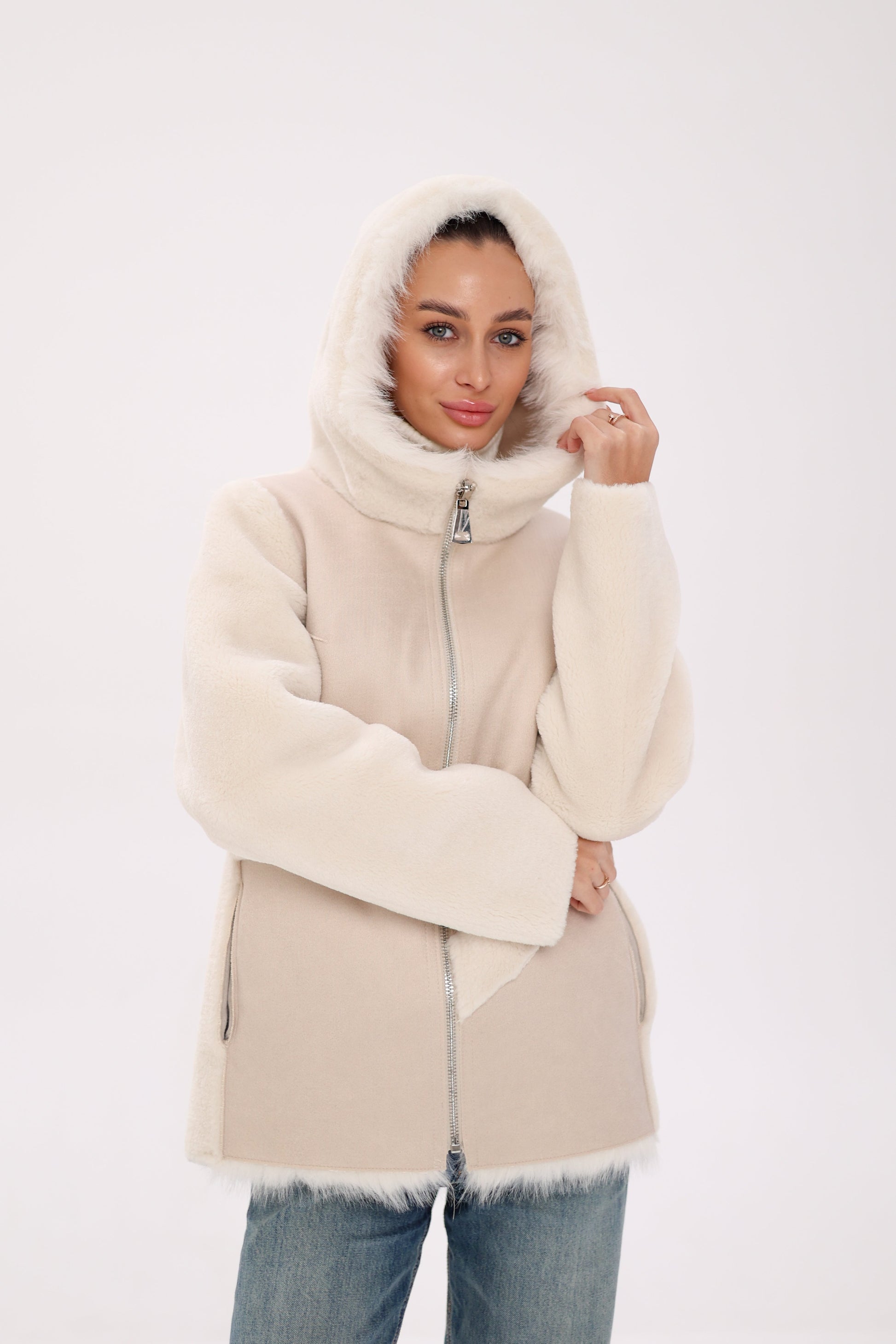 ⇆ Reversible Hooded Eco-Suede Jacket