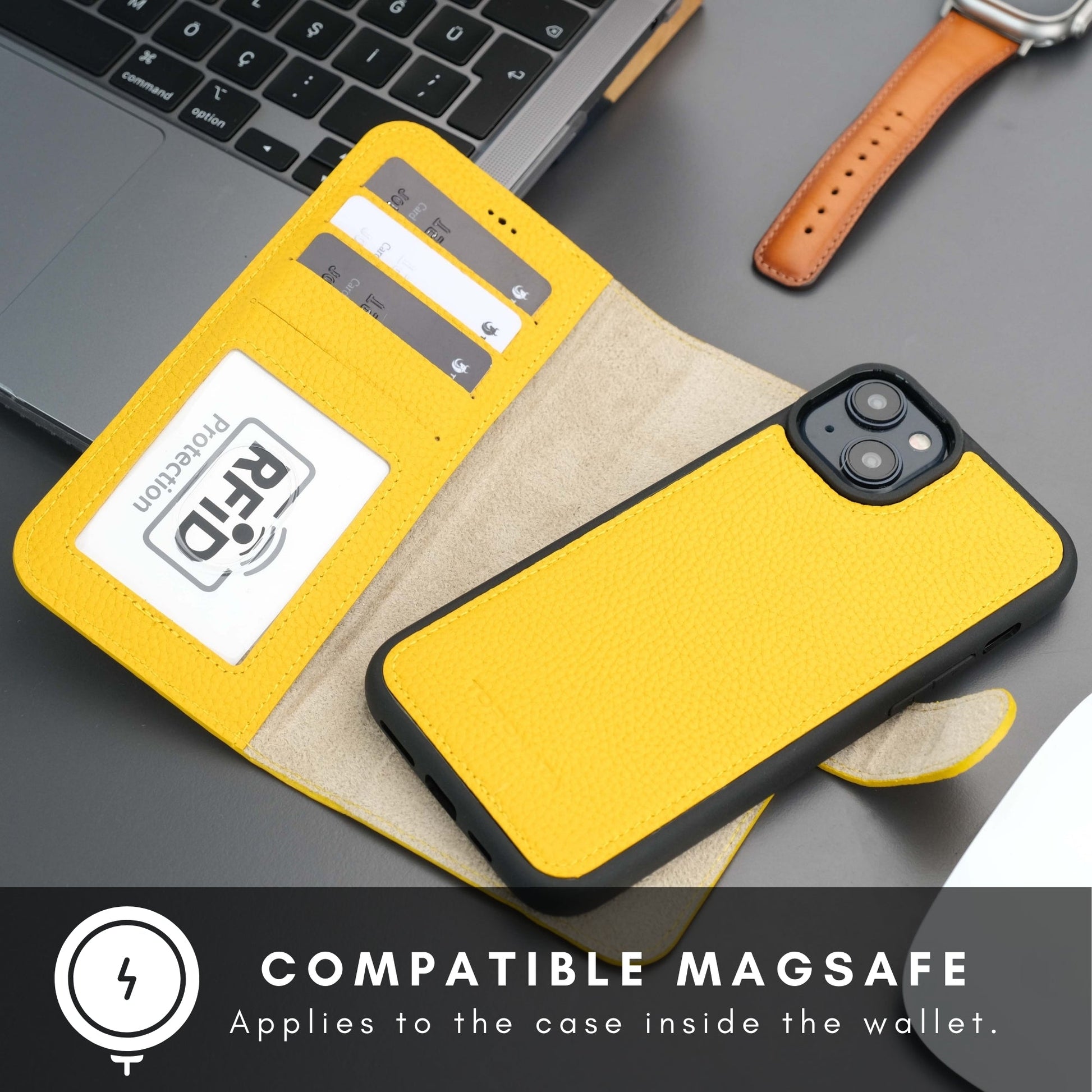 Casper Leather iPhone 15 Wallet Case | Detachable MagSafe Compatible RFID Protection