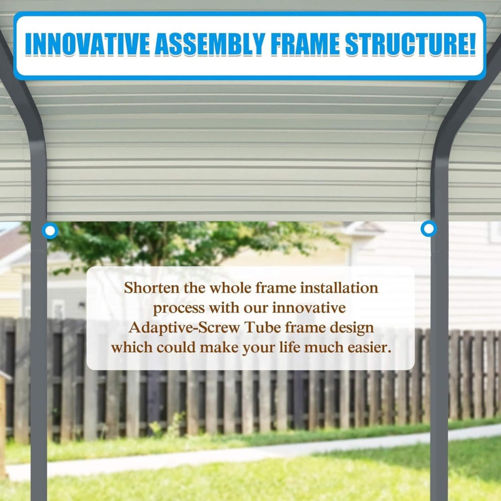 [20X20FT] Alora Extra Large Premium Heavy-Duty Outdoor Metal Carport Shelter (SAK97425)